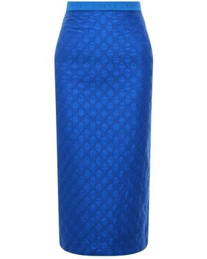 Gucci Gg Supreme Blue Silk Skirt