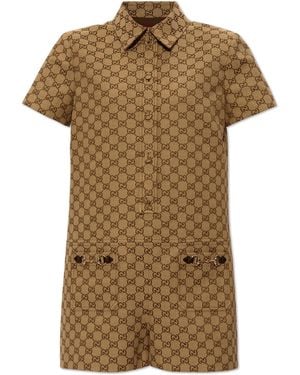 Gucci Original GG Canvas Horsebit Jumpsuit - Brown