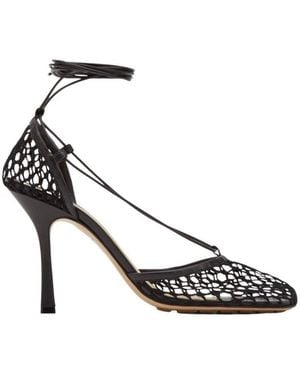 Bottega Veneta Fishnet Mesh Leather Sandal - Black