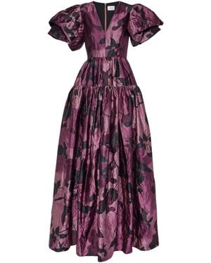 Erdem Purple Floral Satin Gown