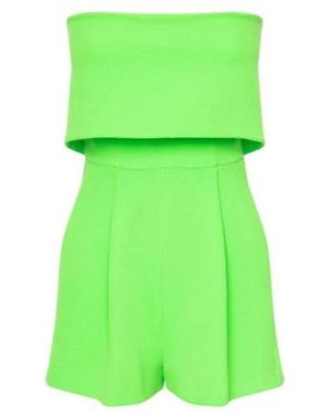 Alex Perry Darby Overlay Crepe Strapless Romper - Green