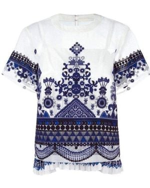 Sacai Lace Organza Top L - Blue