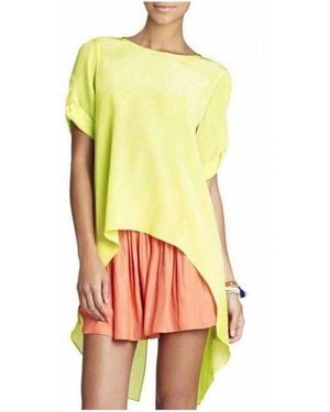 BCBGMAXAZRIA Silk Lemongrass Caterina Split Back Top - Yellow