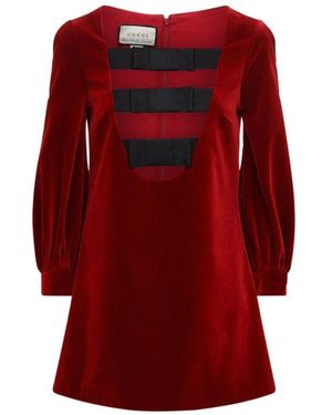 Gucci Stretch Cotton-velvet Mini Dress - Red
