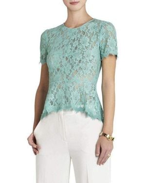 BCBGMAXAZRIA Evia Lace Peplum Top - Green