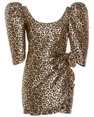 Alessandra Rich Lurex Leo Jacquard Mini Dress - Natural