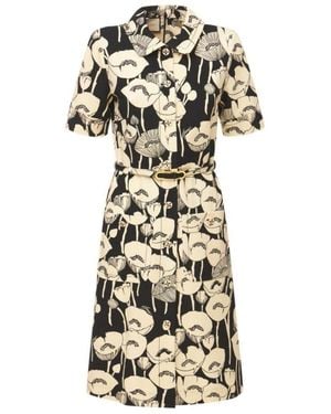 Gucci Poppy Flowers Print Jersey Dress - Black