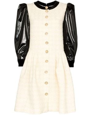 Gucci Vinyl-sleeve Flared Mini Dress - Natural