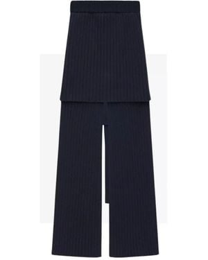 Loewe Layered-skirt Flared-leg Mid-rise Wool Trousers - Blue
