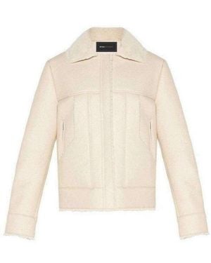 BCBGMAXAZRIA Carlton Faux Leather Aviator Jacket - White