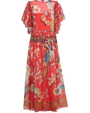 RED Valentino Valentino Bird Of Paradise-print Silk Blend Dress - Red