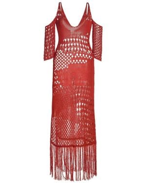 Altuzarra Octavia Crochet Knit Dress - Red