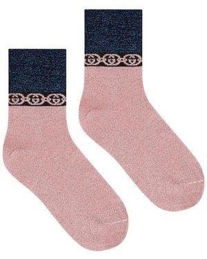 Gucci Interlocking G Chain-trimmed Socks - Blue
