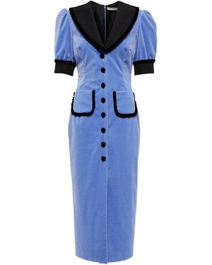 Alessandra Rich Fitted Velvet Dress - Blue