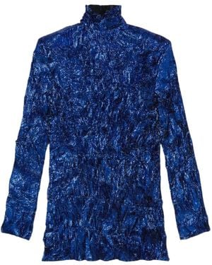 Gucci Crinkle Lurex Shiny Azure Shirt - Blue