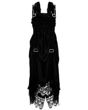 Simone Rocha Draped Buckle Silk Midi Dress - Black