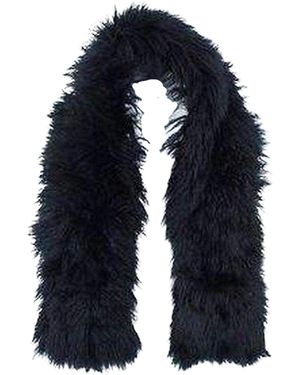Maharishi Pacifist Military Design Long Hair Sheepskin Scarf - Black