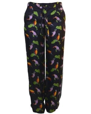 Gucci Toucan Print Pyjama Silk Trousers - Black