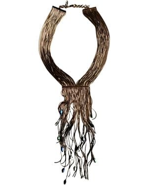 Iosselliani Swarovski Crystal Multi-thread Gold Necklace - Metallic