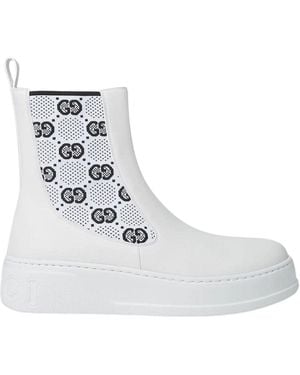 Gucci GG Supreme Paneled Chelsea Boots - White
