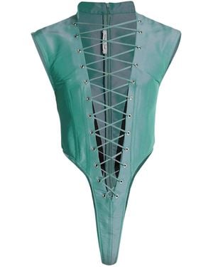 LAQUAN SMITH Sleeveless Lace-up Bodysuit - Green