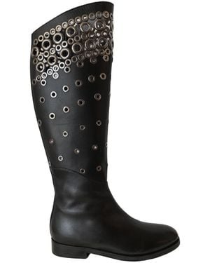 Alaïa Knee High Leather Boots - Black