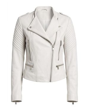 BCBGMAXAZRIA Jennifer Leather Asymmetrical Zipper Moto Jacket - White