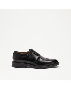 Russell & Bromley Cassio Brogue Double Monk - Black