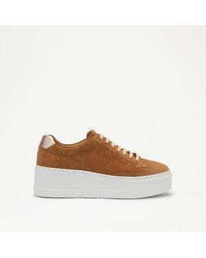 Russell & Bromley Park Cord Lace Up Flatform Trainer - Brown
