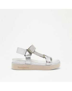 Russell & Bromley Atlanta+ Embellished Velcro Strap Sandal - Metallic