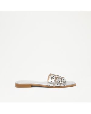 Russell & Bromley Sandy Laser Laser Cut Flat Mule - Natural