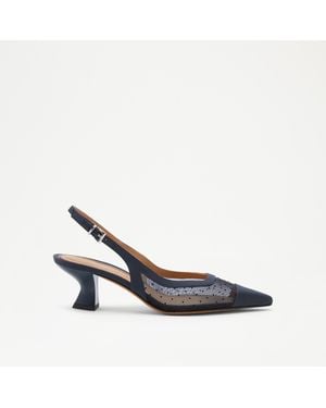 Russell & Bromley Bucklepoint Mesh Slingback Heel - Blue