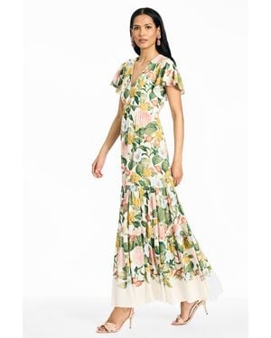 Sachin & Babi Emma Multi Floral Linen Blend A-Line Maxi Dress - Metallic