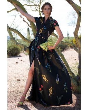 Sachin & Babi Marta Multi Floral Mikado Ball Gown - Black