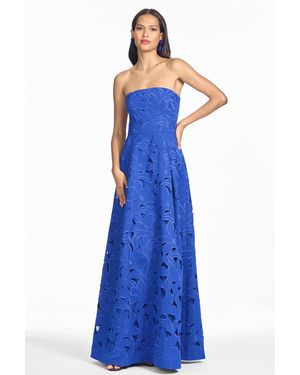Sachin & Babi Anastasia Cobalt Faille A-Line Gown - Blue