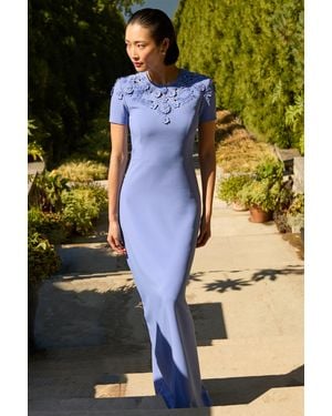 Sachin & Babi Aruna Periwinkle Crepe Sheath Gown - Multicolor