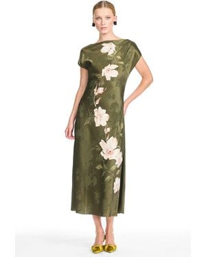 Sachin & Babi Carina Floral Cap Sleeve A-Line Dress - Green