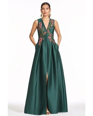 Sachin & Babi Brooklynne Embroidered Mikado Ball Gown - Green
