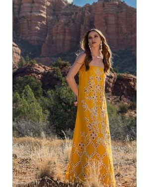 Sachin & Babi Sianna Linen Blend Embroidered Maxi Dress - Gray