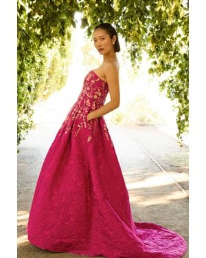 Sachin & Babi Kiran Fuchsia Strapless Ball Gown - Green