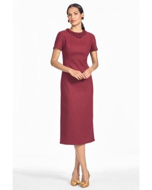 Sachin & Babi Reese Burgundy Knit Wool Column Dress - Red