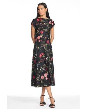 Sachin & Babi Carina Floral Cap Sleeve A-Line Dress - Black
