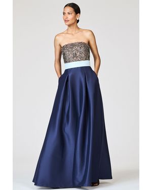 Sachin & Babi Colette Floral Strapless Ball Gown - Blue