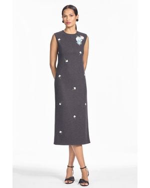 Sachin & Babi Asher Knit Wool Column Midi Dress - Blue