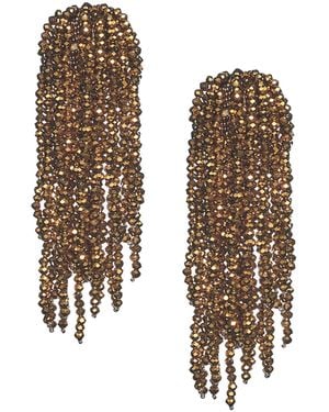 Sachin & Babi Fountain Bronze Glass Beaded Tassel Earrings - White