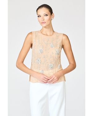 Sachin & Babi Iris Embroidered Tulle Sleeveless Top - White