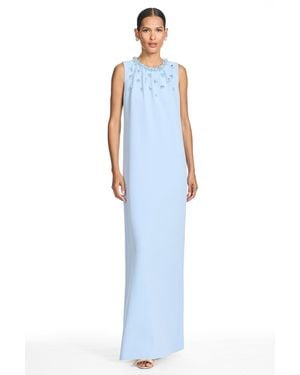 Sachin & Babi Taryn Crepe Sleeveless Sheath Gown - Blue