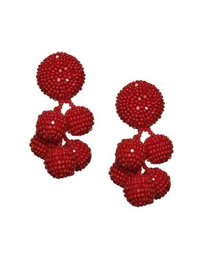 Sachin & Babi Mini Coconuts Glass Beaded Cluster Earrings - Red