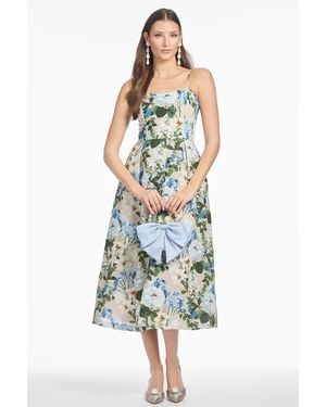 Sachin & Babi Pru Floral Linen Blend A-Line Dress - White