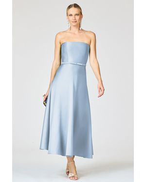Sachin & Babi Darian Silk Gazar Fit And Flare Dress - Blue